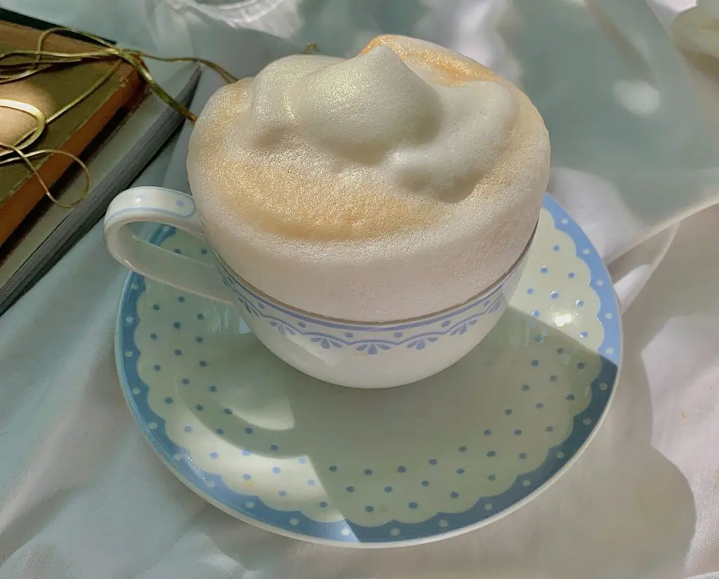 Frothed milk has a thick layer of foam