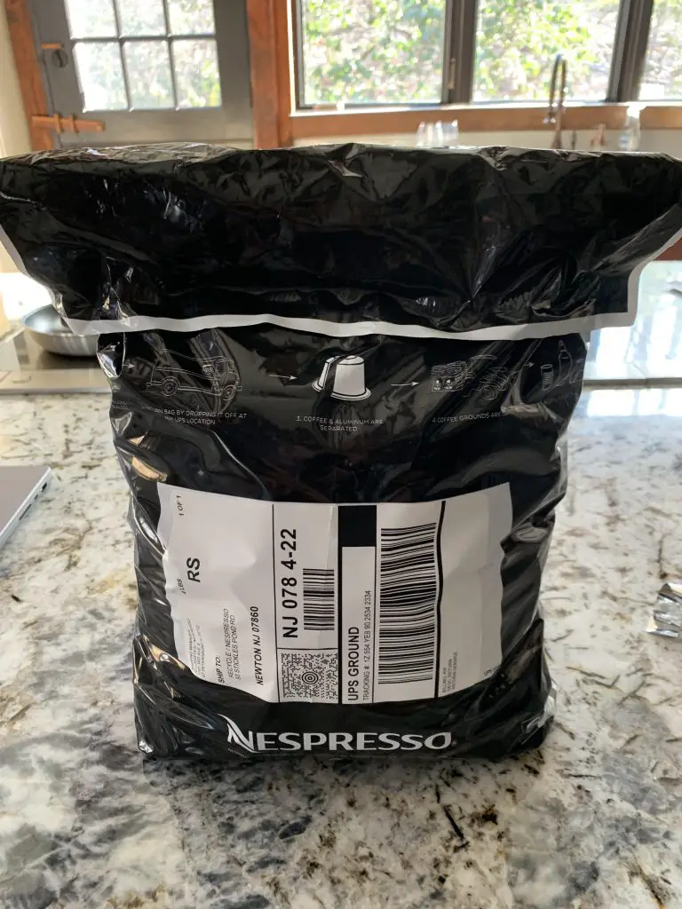 sealed nespresso pod recycling bag for ups