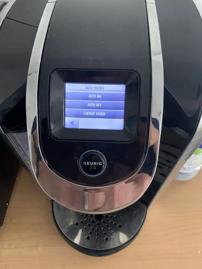 Keurig 2.0 auto on auto off energy saver screen