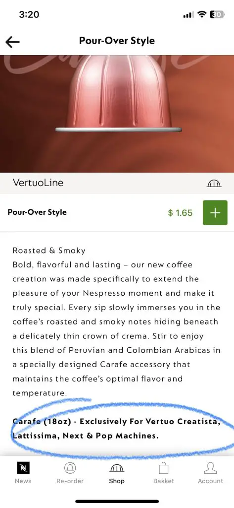 Only the Nespresso Vertuo Next, Vertuo Pop, Vertuo Creatista and Vertuo Lattissima can brew pour over carafe pods, alto XL pods and cold brew style intense pods. 